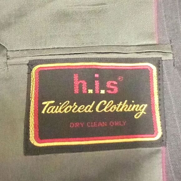 Men's HIS Tailored Suit Jacket Black/Gray - Picture 7 of 7